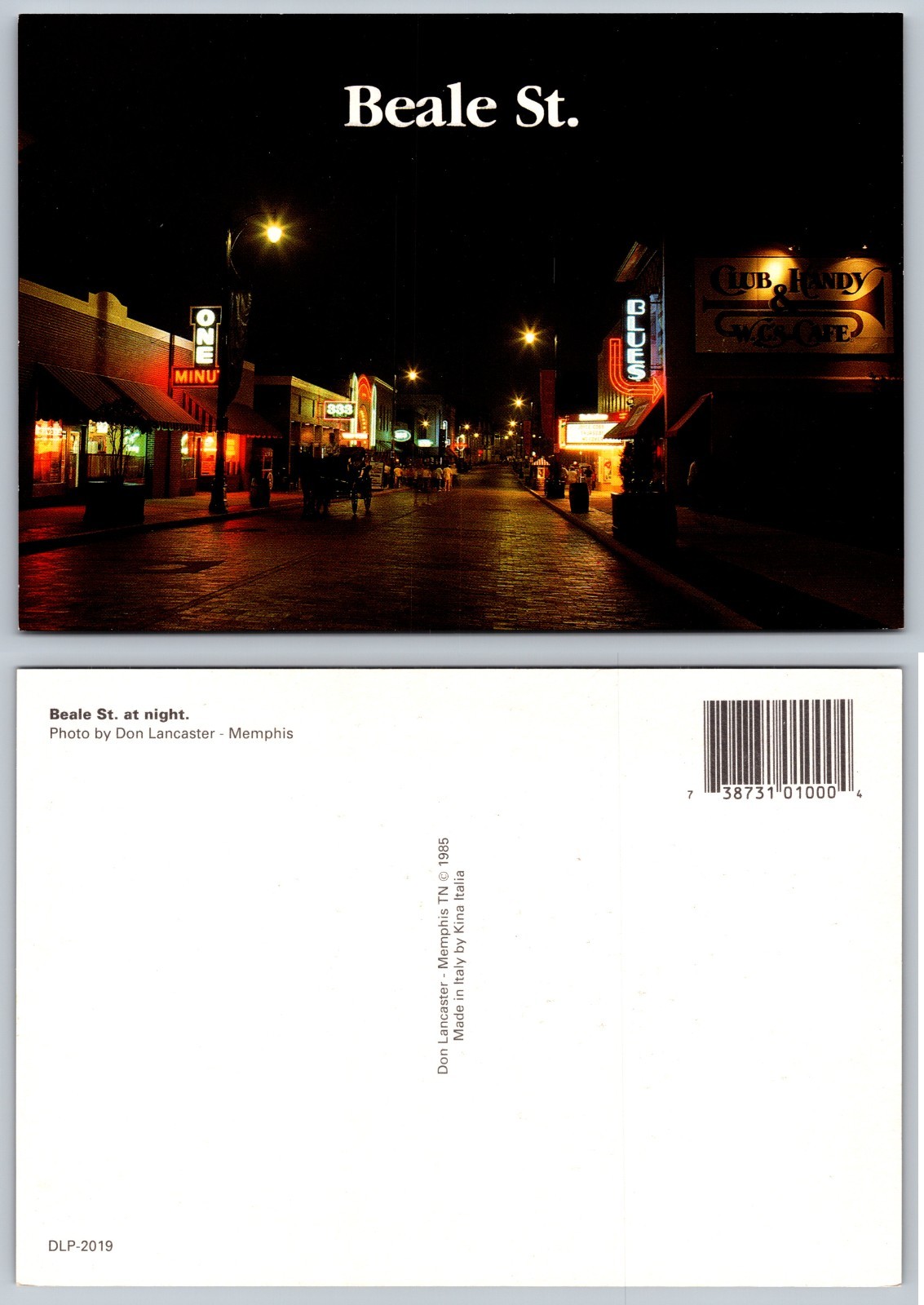 Continental Beale Street Memphis Night Postcard