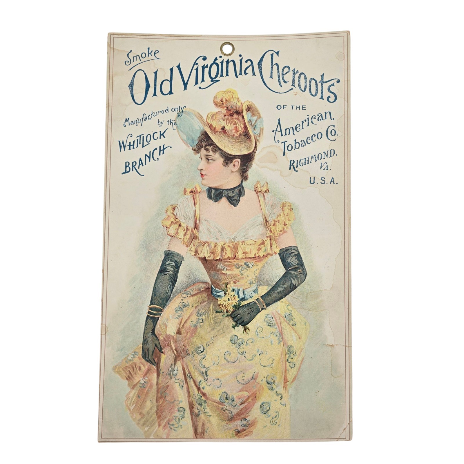 Smoke Old Virginia Cheroots American Tobacco Co. Hanging Card