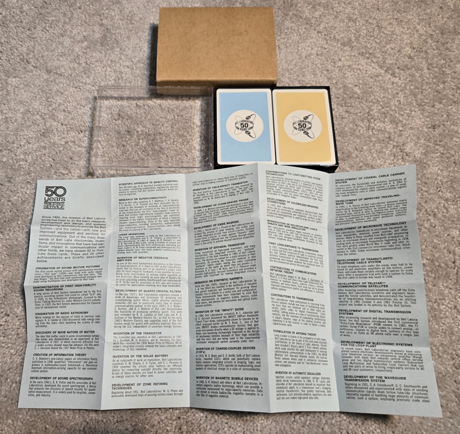 Bell Labs Laboratories 50 From Science To Service 1925 1975 Playing Cards NEW