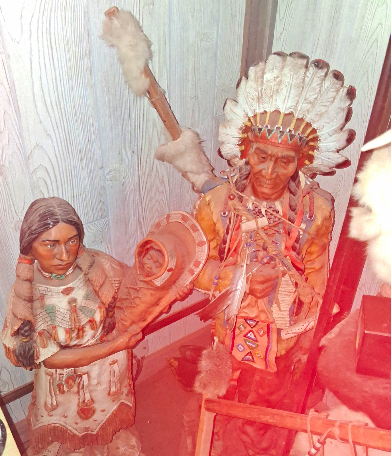 Hand Painted  Native American Figurine Multicolor 1970s