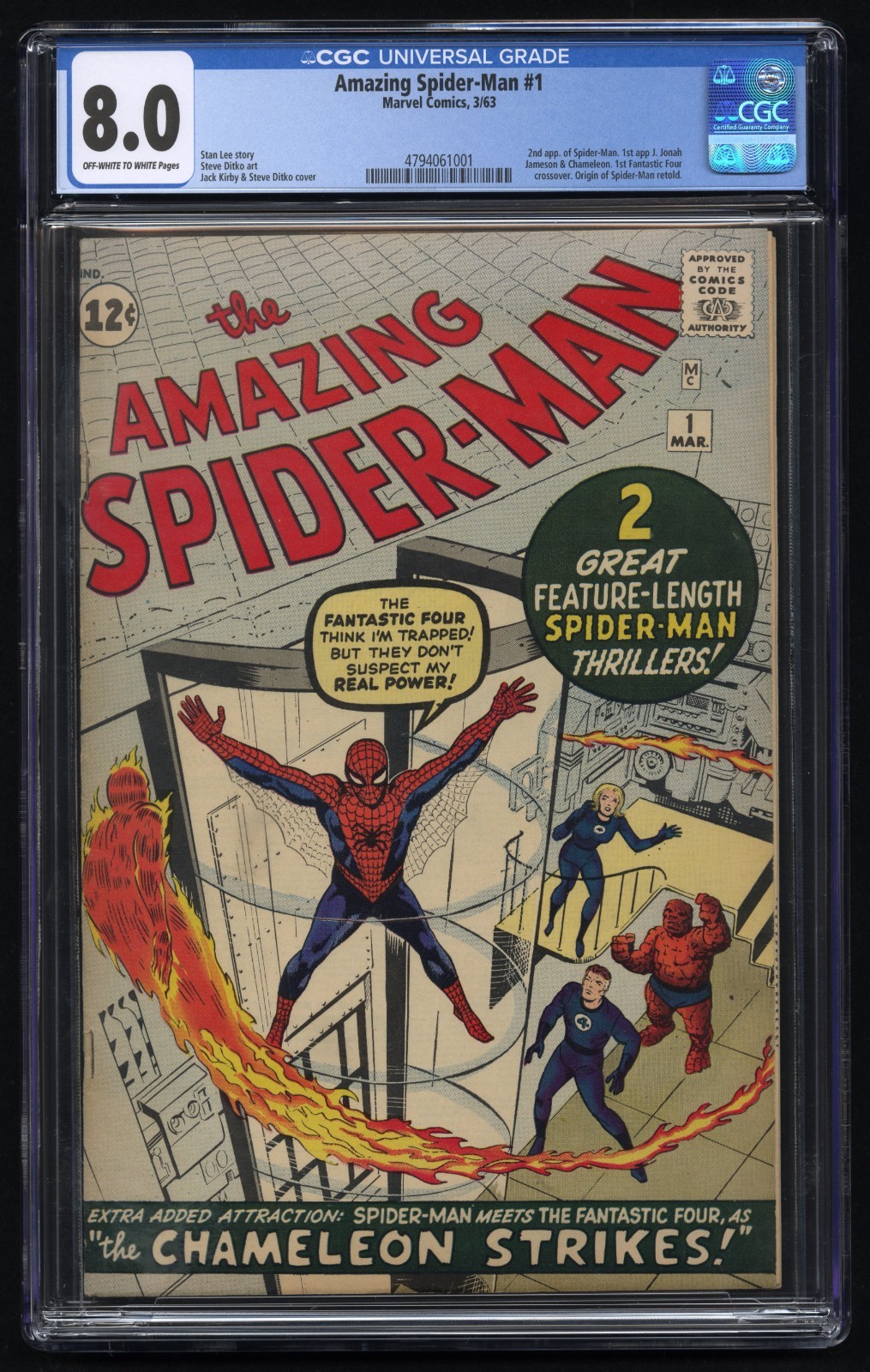 Amazing Spider-Man #1 1963 Marvel CGC 8.0 ~ 2nd app of Spider-Man; origin retold