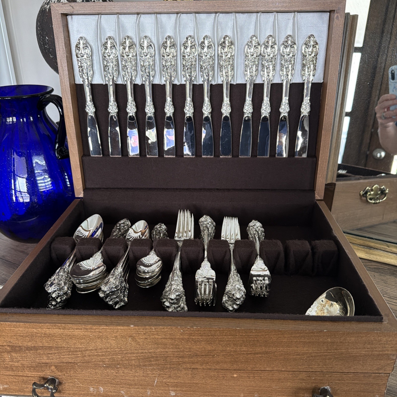 Godinger Baroque Silverplate Flatware Set - Service for 12 - 65 Pieces - MINT