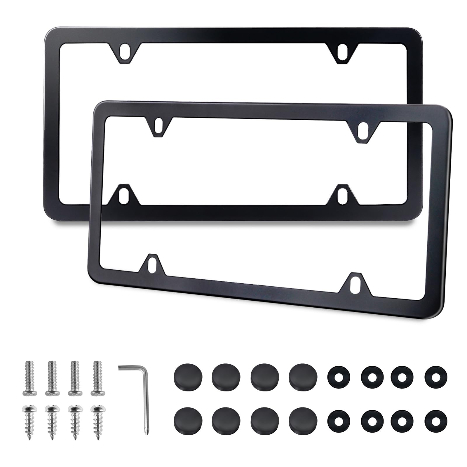 Black License Plate Frames Stainless Steel 2 Pack Universal US Car License Plate