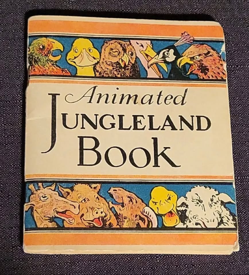 RARE 1928 Cracker Jack Animated Jungleland Book Advertising Premium Toy Vtg