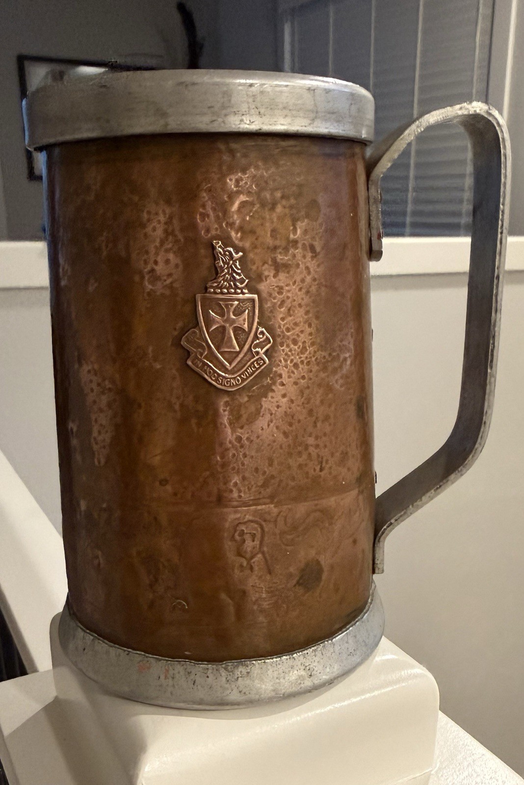 Vintage 1958 Theta Chi Metal Tankard Mug w/ Musical Scene ~ Delta Delta Chapter