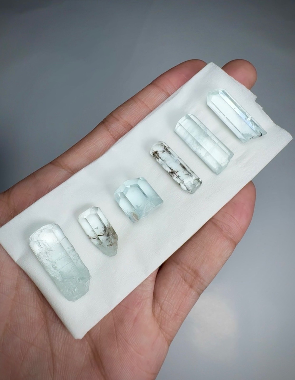 Natural Rare Diamond Cut Terminated Aquamarine Crystals From Skardu, Pakistan