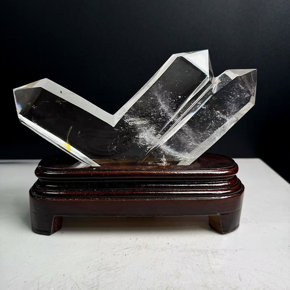 2.78LB Natural White Quartz Obelisk Crystal Point Crystal Reiki Decor+Stand
