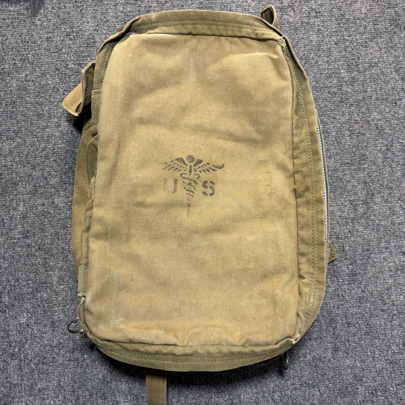Vintage WWII US Army Canvas Medical Corps Corpsman Pouch Field Medic Bag Khaki