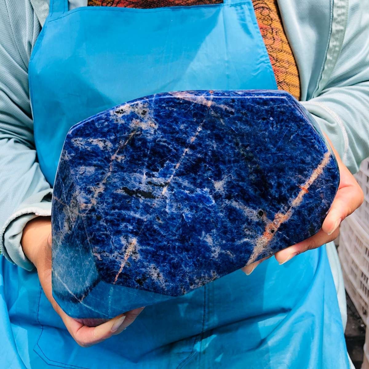 7.39LB Large Natural Blue Vein Stone Quartz Crystal Mineral Healing Sample 5904