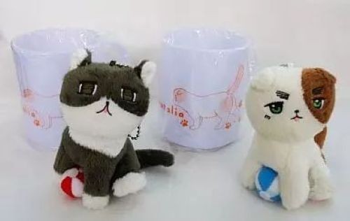 Hetalia Nekotalia Mascot Keychain Cup Set UK Japan Limited Edition Used [No Box]