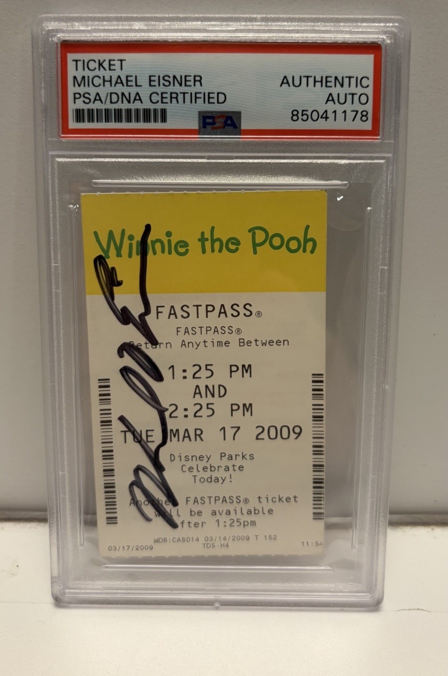 Michael Eisner SIGNED Winnie The Pooh FASTPASS PSA DNA AUTOGRAPH PSA DNA