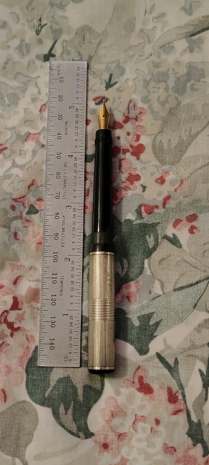 Sterling 935 SILVER Cap And Black Ebonite Barrel SAFETY PEN 14k Medium Flex Nib