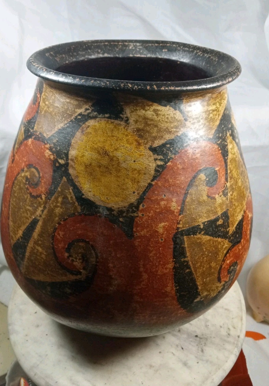 Polychrome Decorated  Pottery Olla Historic Piece Of Pottery Native RARE 