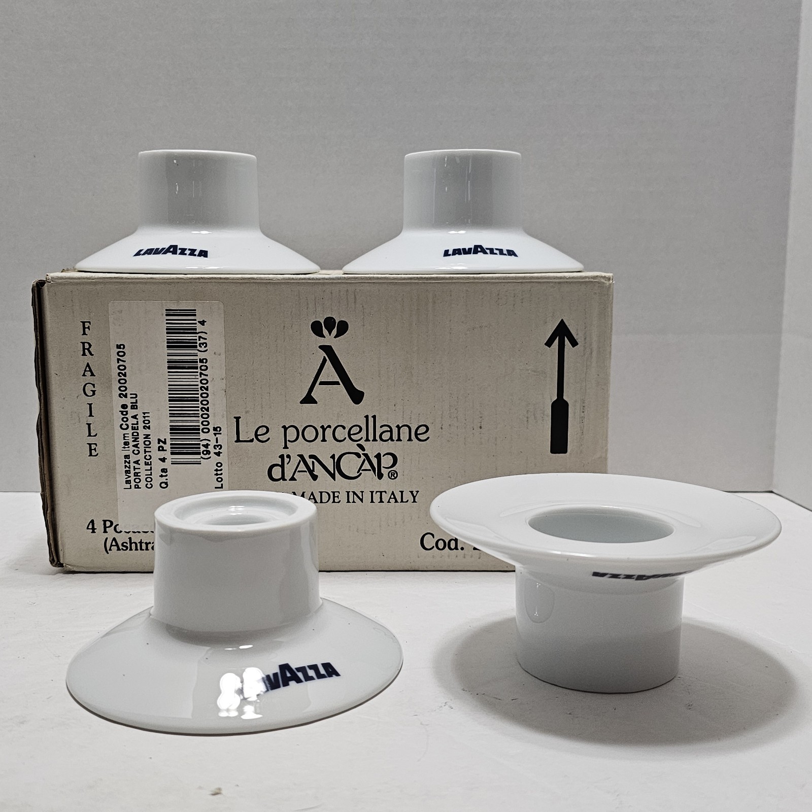 Lavazza Blue Ribbon Logo Ashtray - Candlestick Holder Set of 4 NOS ITALY