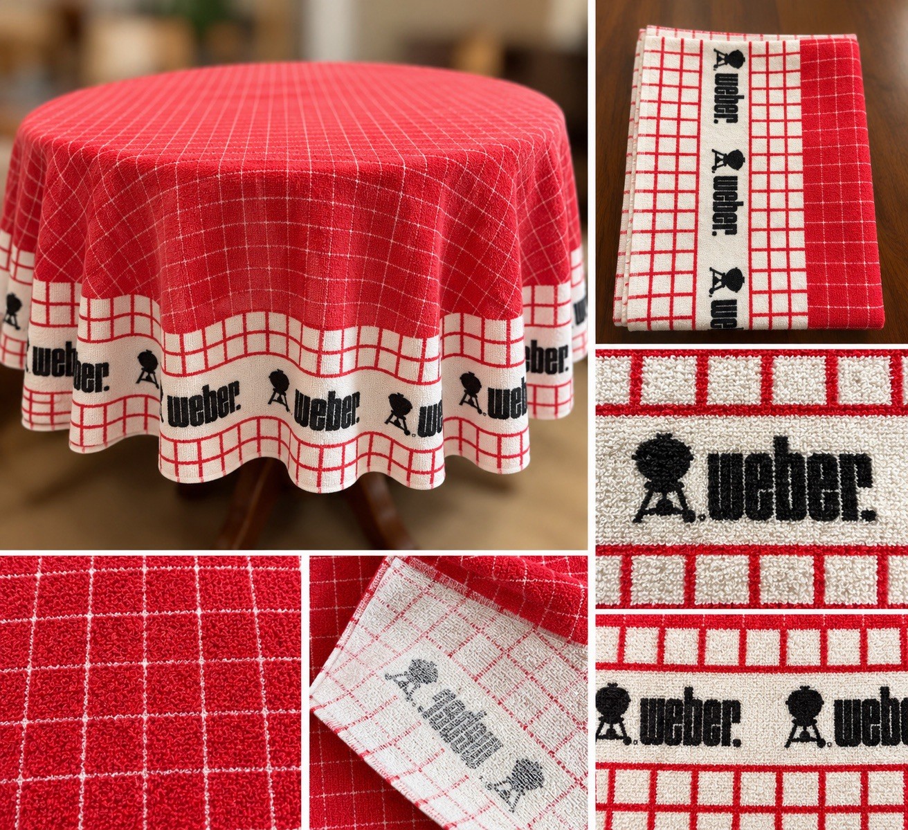 Vintage 1990s Long Vintage Weber Terry Cloth Tablecloth Picnic Beach Tailgate