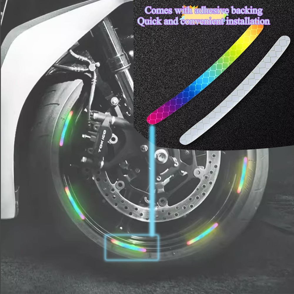 20 PCS Rainbow reflective sticker for car wheels for bicycles/motorcycles