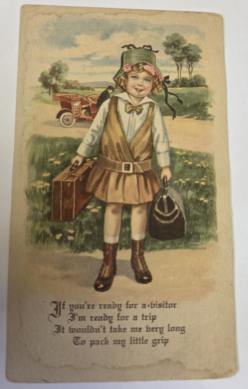 Vintage 1900s/1910s Comic Postcard Gartner Bender USA Young Girl Visitor
