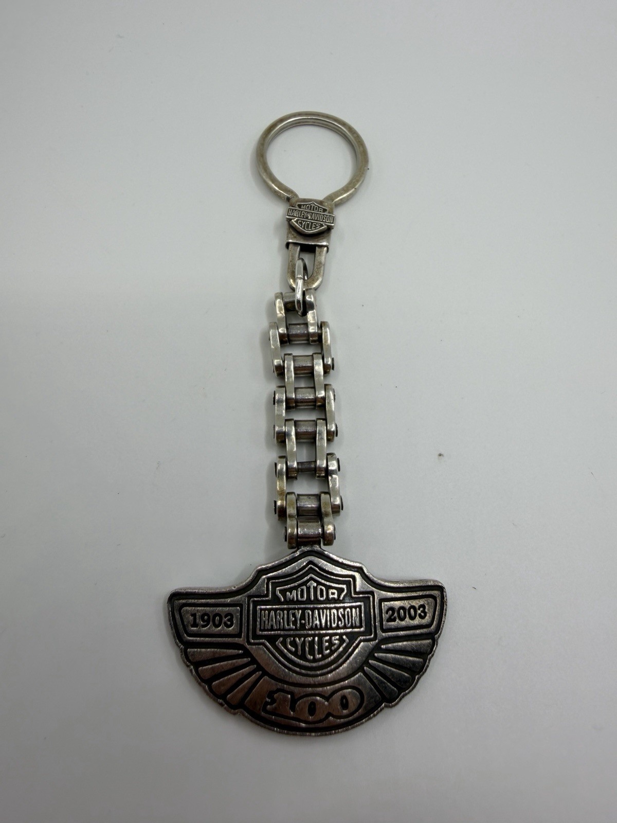 Harley Davidson 100th Anniversary 1903-2003 Sterling Silver 925 Keychain 44.28g