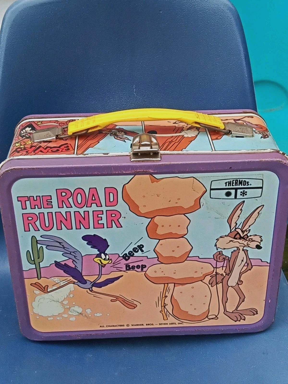 Vintage Road Runner Warner Bros Cartoon 1973 Metal Lunchbox With No Thermos