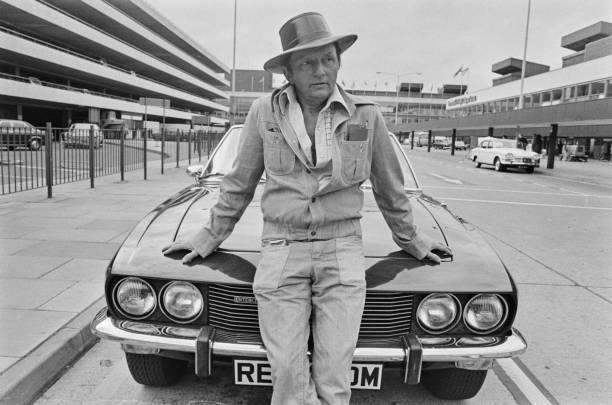 American author Harold Robbins at Heathrow Airport in London OLD PHOTO