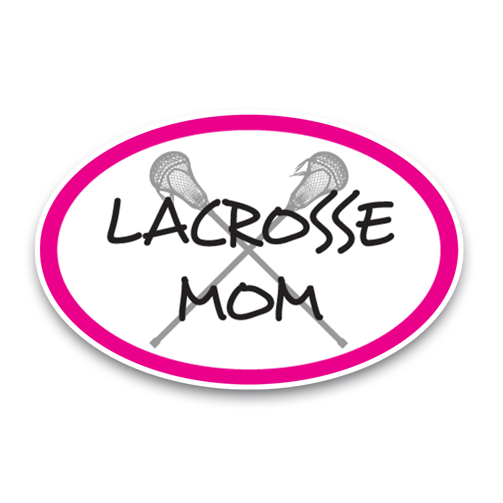 Lacrosse Mom Sports Pink Oval Magnet Decal, 4x6 Inches, Automotive Magnet