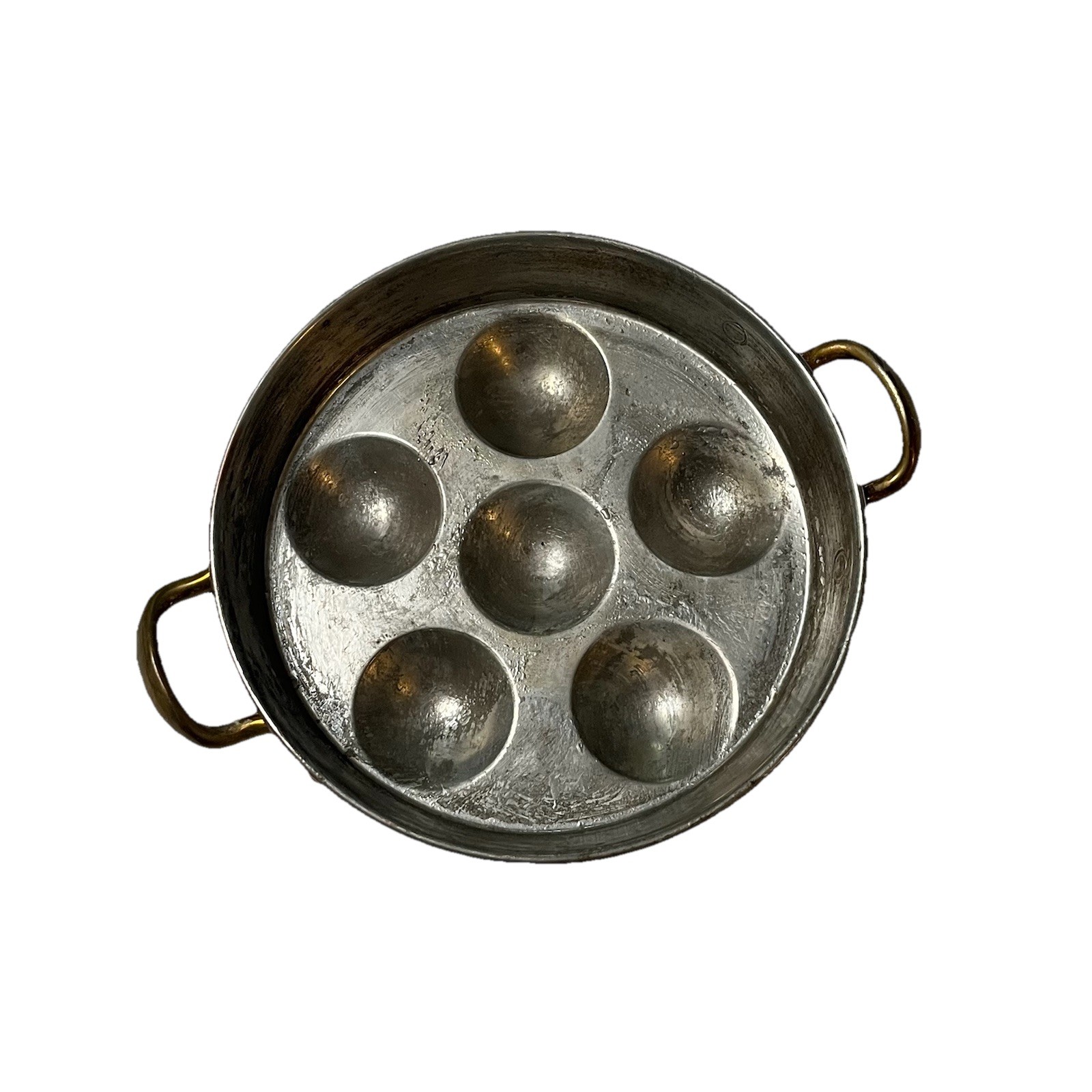 Vintage B&M Portugal Copper Escargot Pan 6 Well Brass handles 6