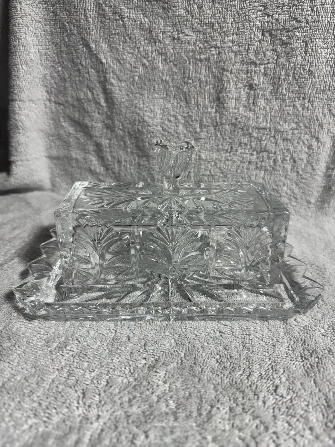Vintage 5th Avenue Limited Lead Crystal Butter Dish with Lid