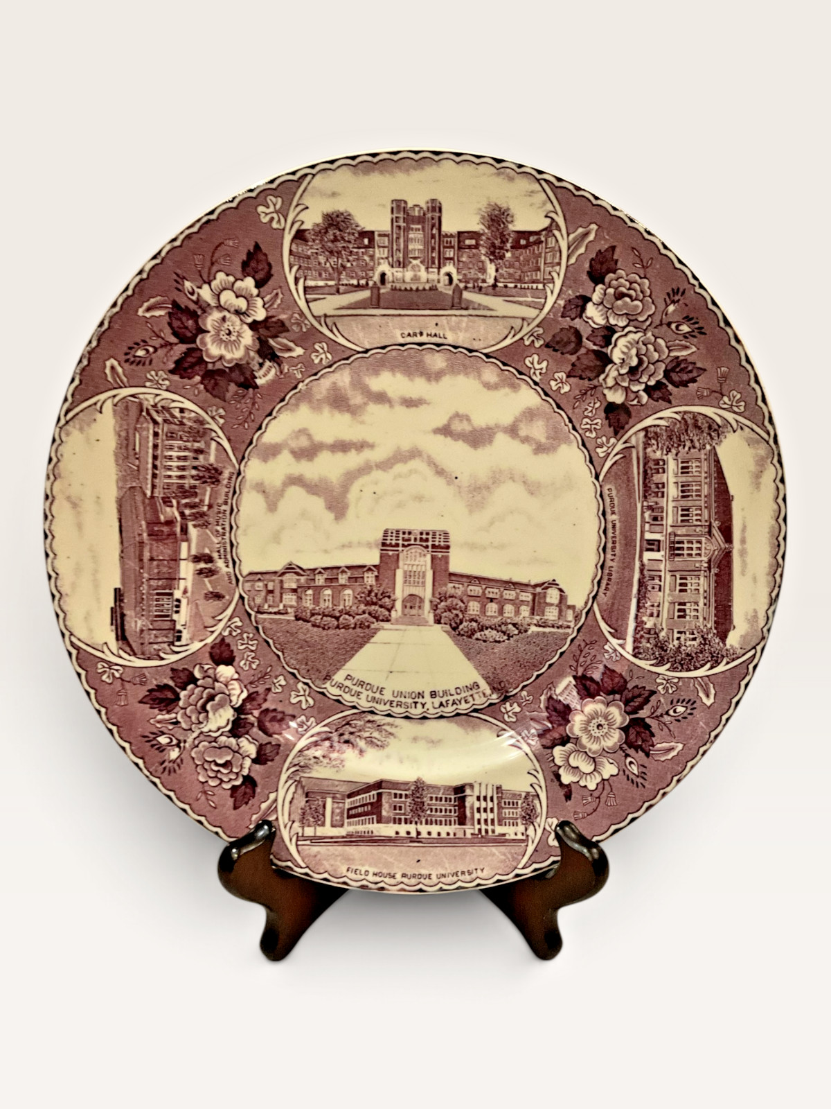 Vintage Purdue University Adams Staffordshire England Souvenir Plate 9.75