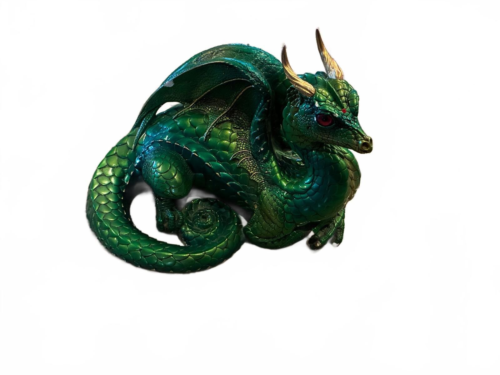 1997 Windstone Editions Emerald Scratching Dragon Statue by Melody Pena Retired
