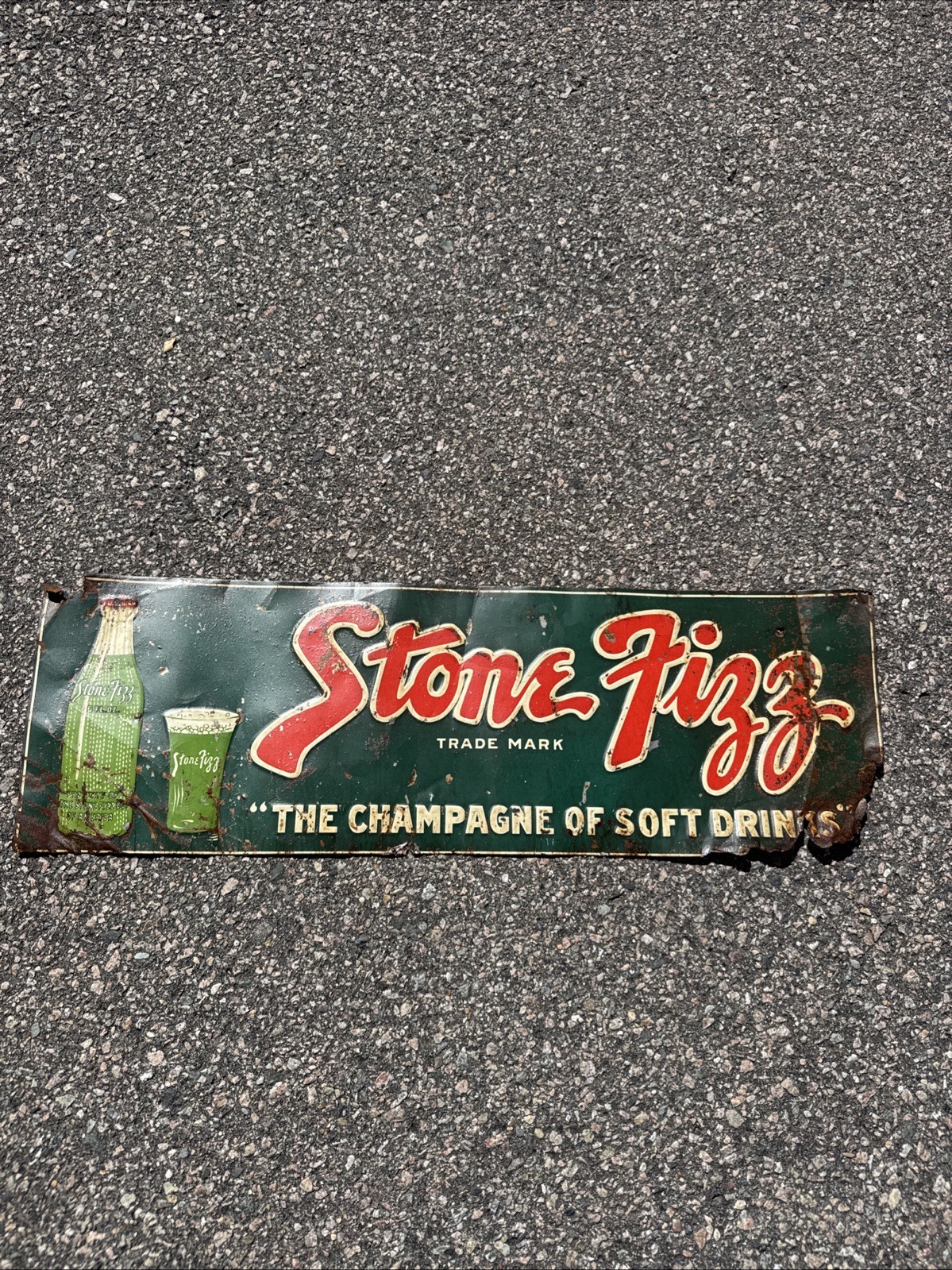 STONE FIZZ 1920'S ORIGINAL SIGN VINTAGE ANTIQUE VERY RARE SOFT DRINK SODA POP
