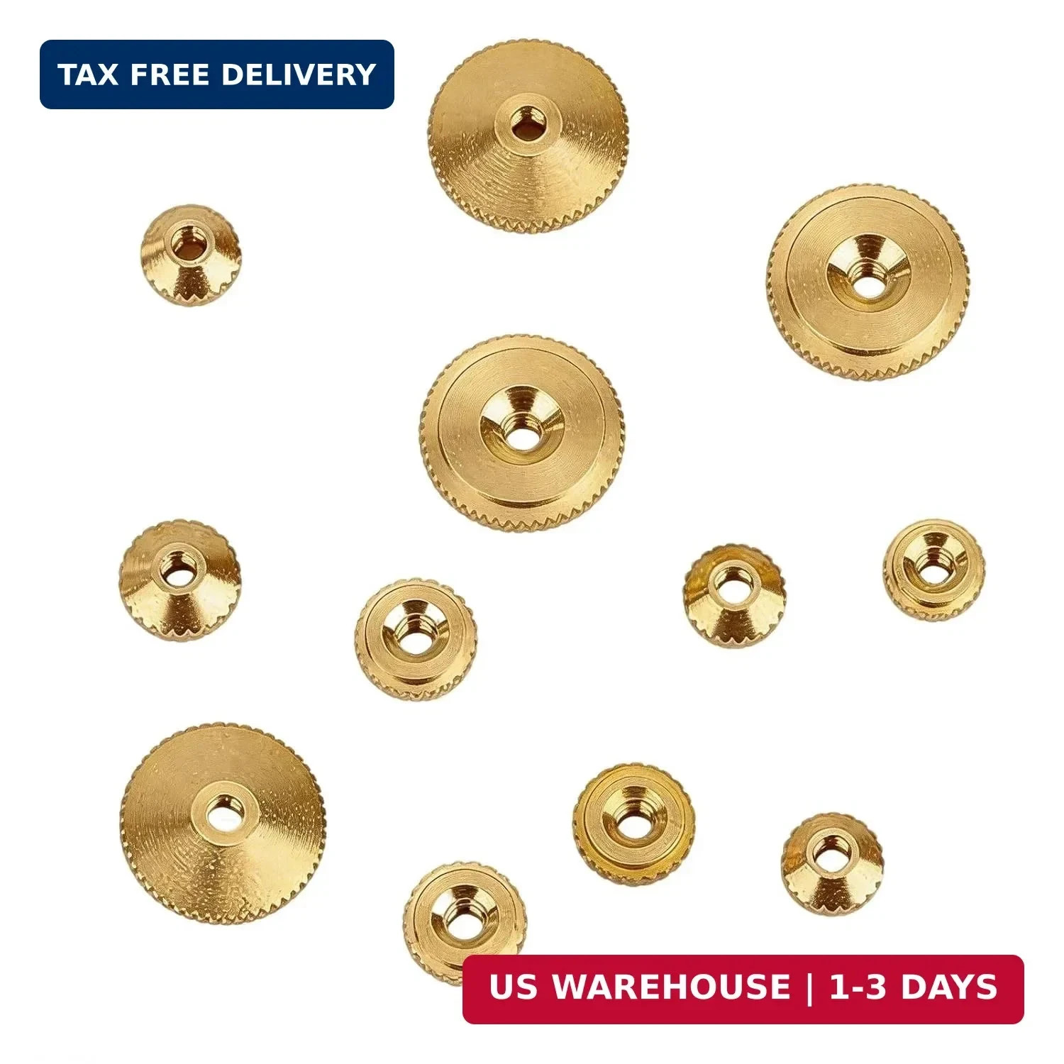 Brass Clock Hand Nut Set - 12 Assorted Replacement Parts for Wall & Mantel Clock Brass Clock Hand Nut Set - 12 Assorted Replacement Parts for Wall & Mantel Clock