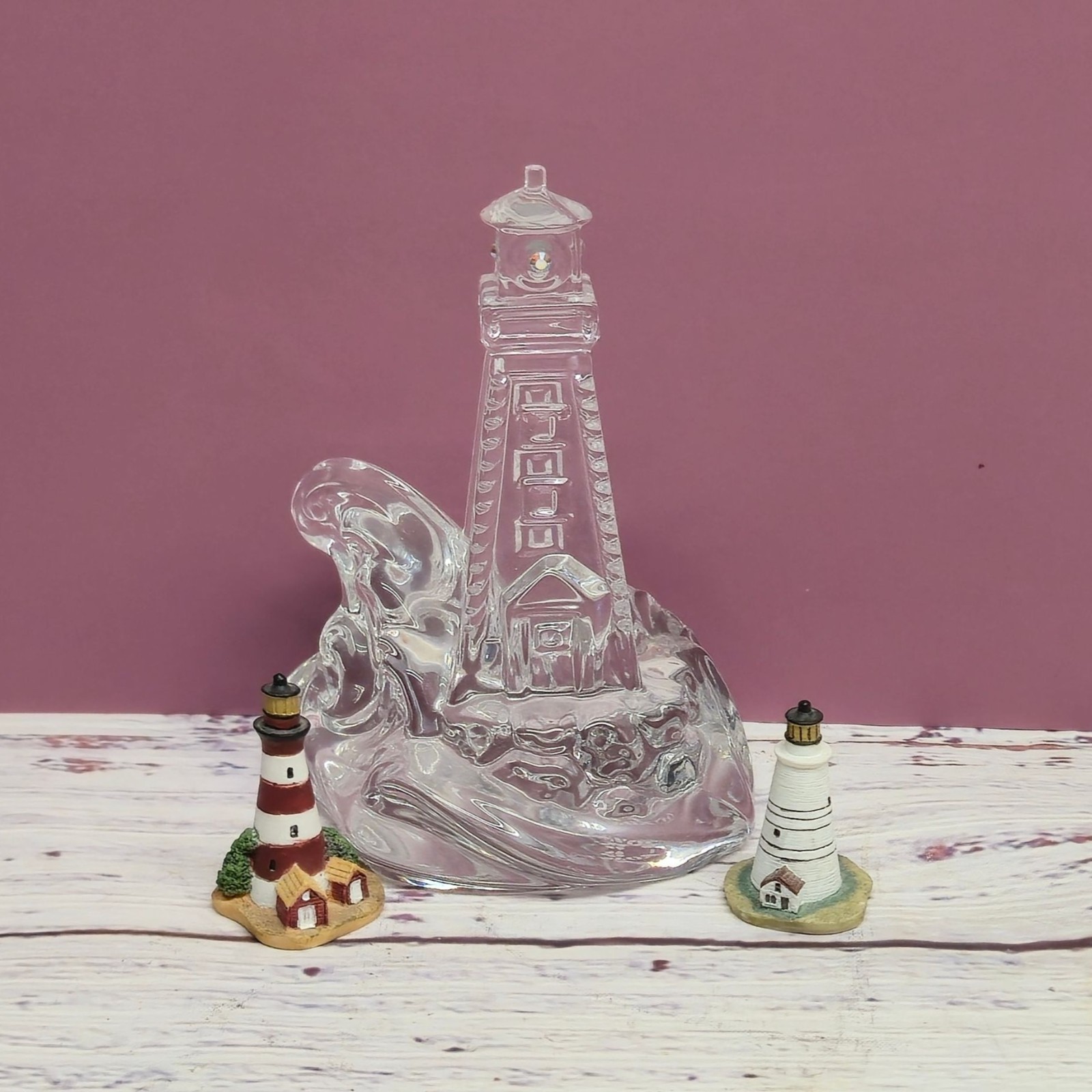 Lenox lighthouse lot Treasure By The Sea Crystal Sculpture & 2 minis Coastal set