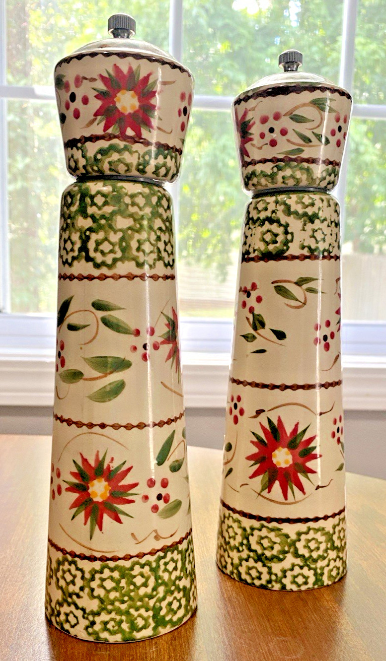 Temptations by Tara Old World Salt Pepper Grinder Mill Set of 2 Green