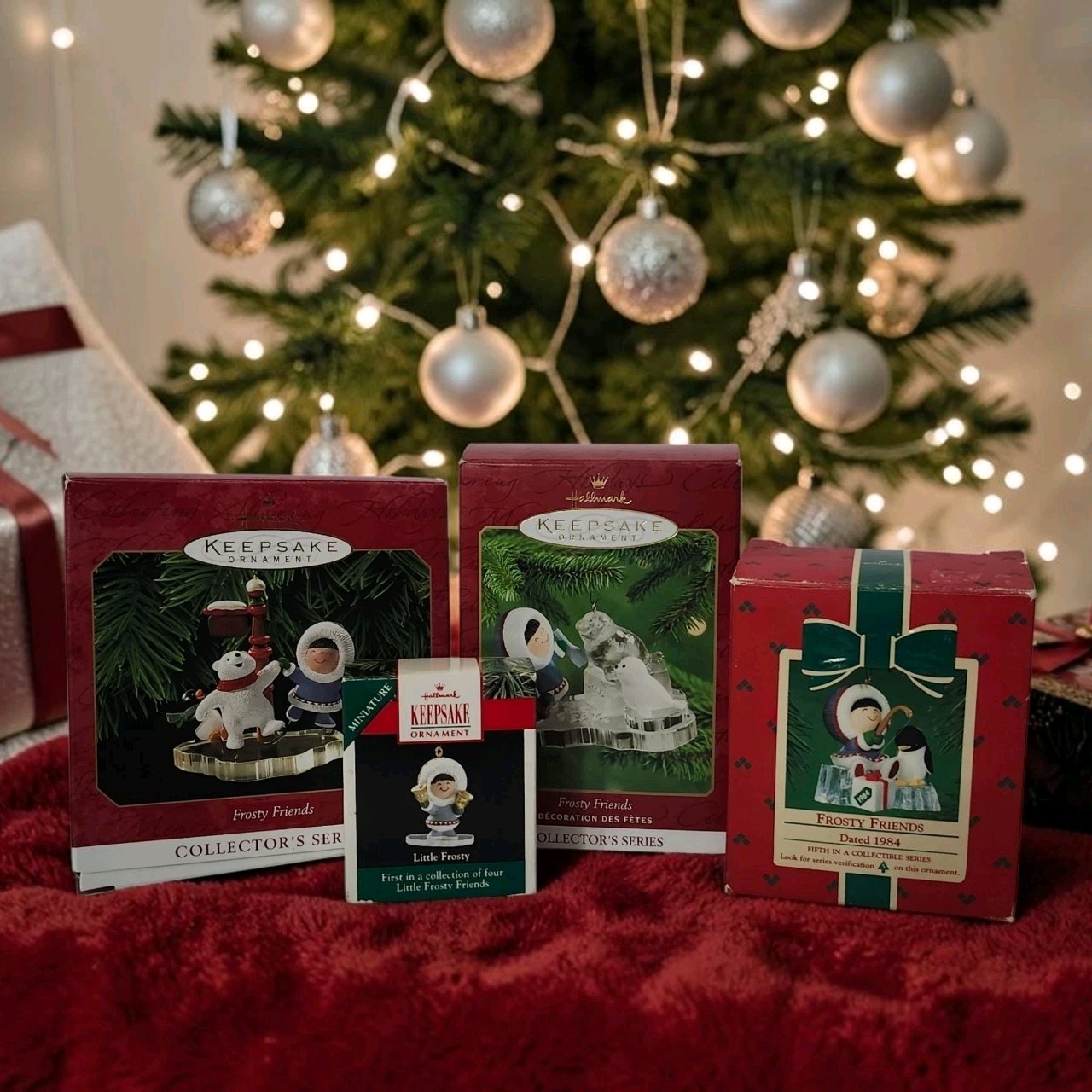 Vtg Frosty Friends Halmmark Keepsake Ornaments 1984-2000 Set Of 4 W/Boxes EC 