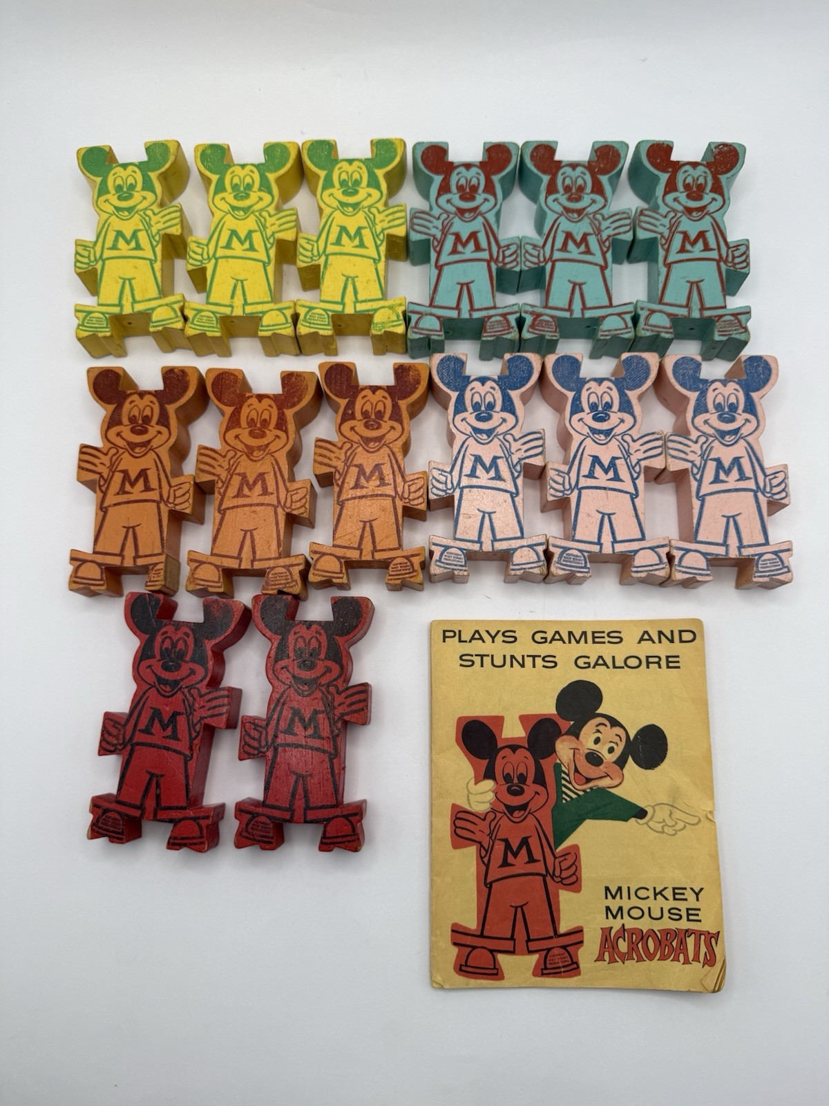 Vintage Mickey Mouse Jolly Acrobats Strombecker Wood Balancing Game Complete