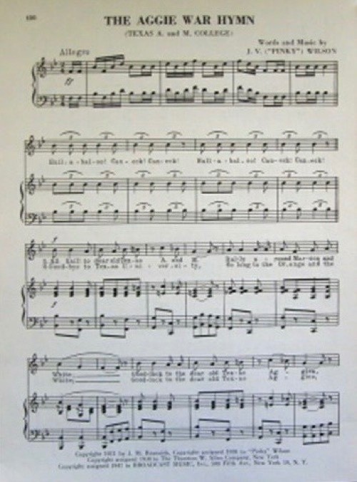 TEXAS A&M UNIVERSITY TAMU Vntg Song Sheet c 1962 \