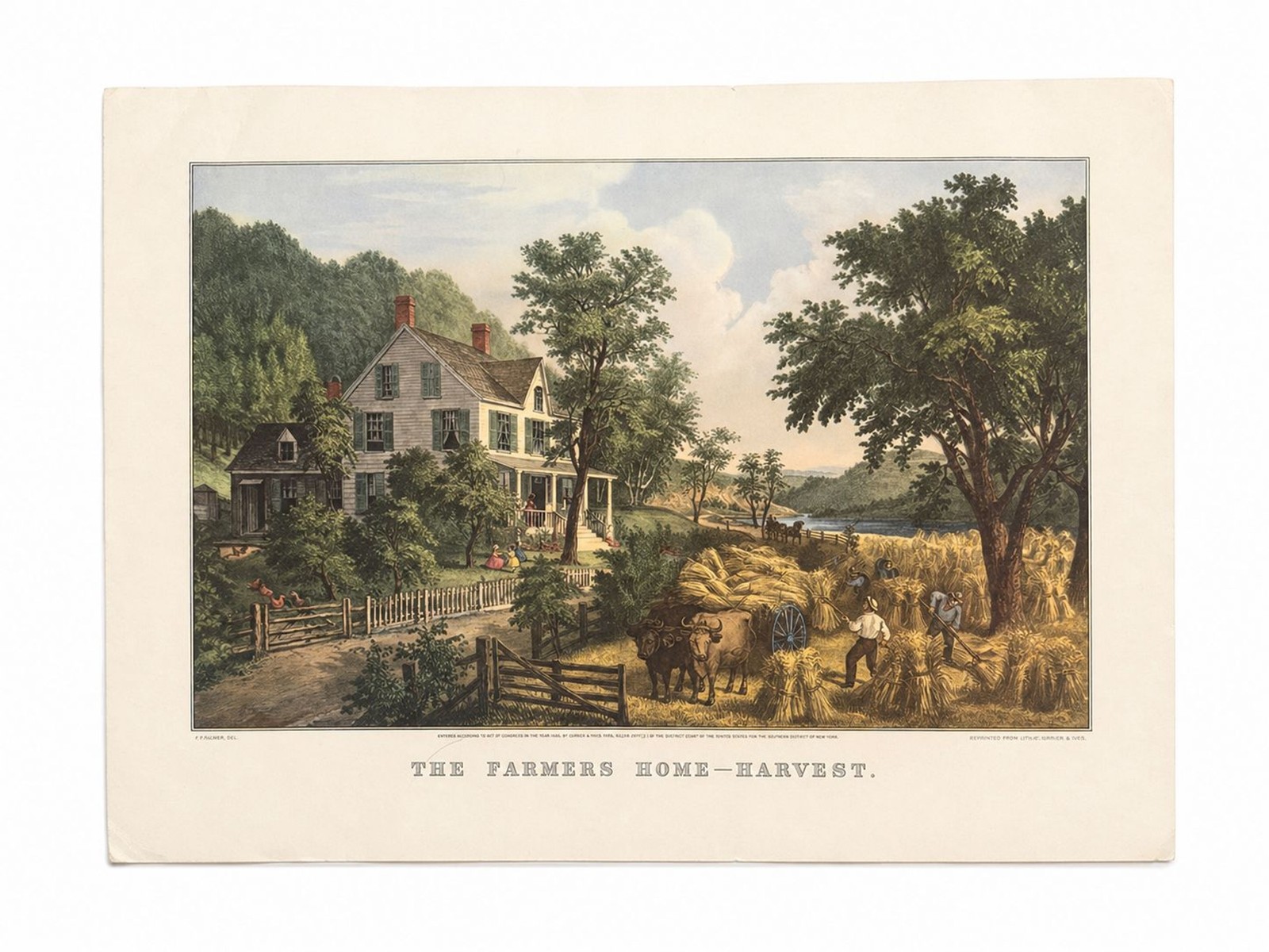 Vintage 1961 Currier & Ives Reprint “The Farmers Home – Harvest” Calendar Print