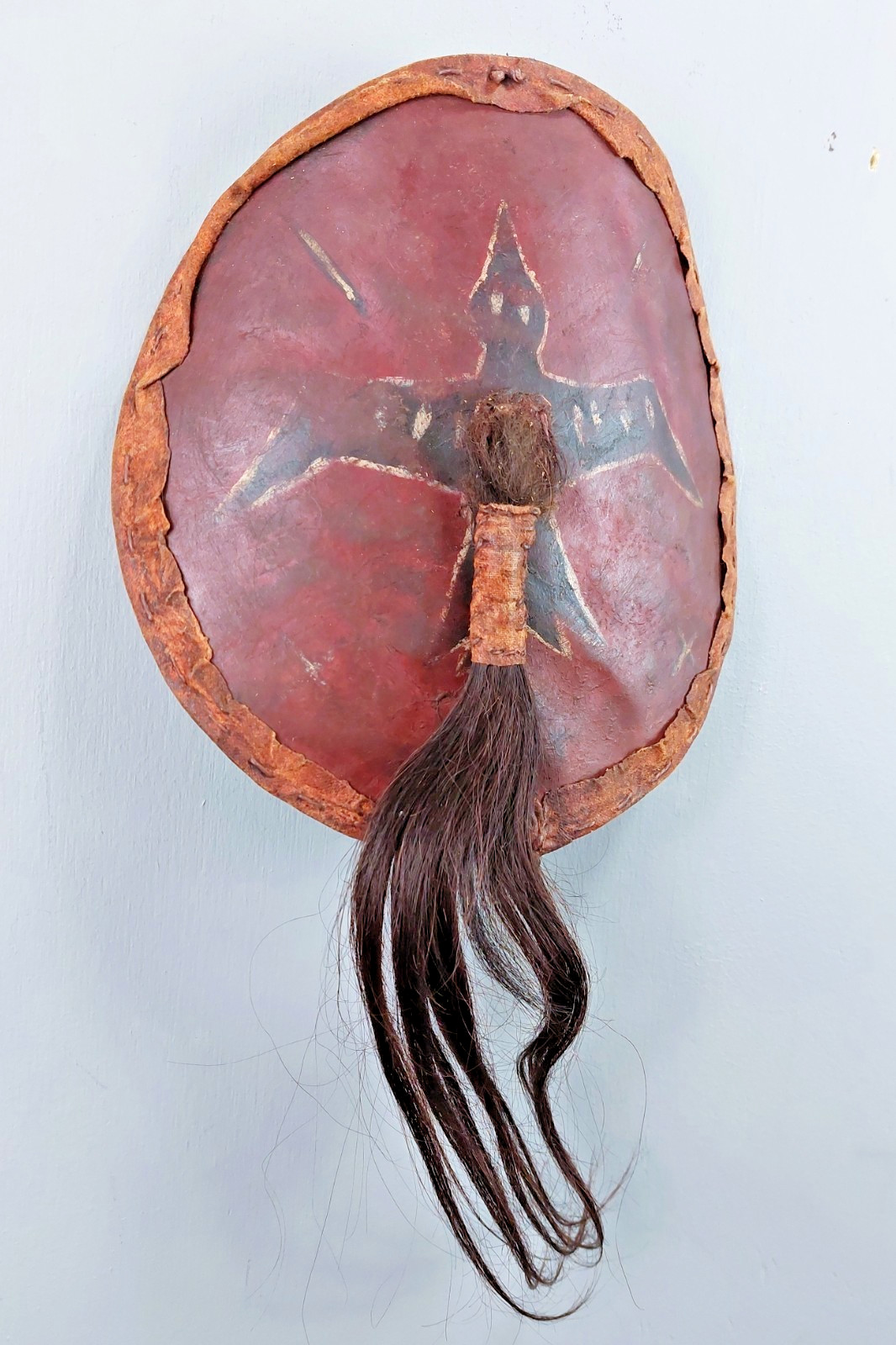 Small Plains Ceremonial Shield with Thunderbird and Hair Drop 9\