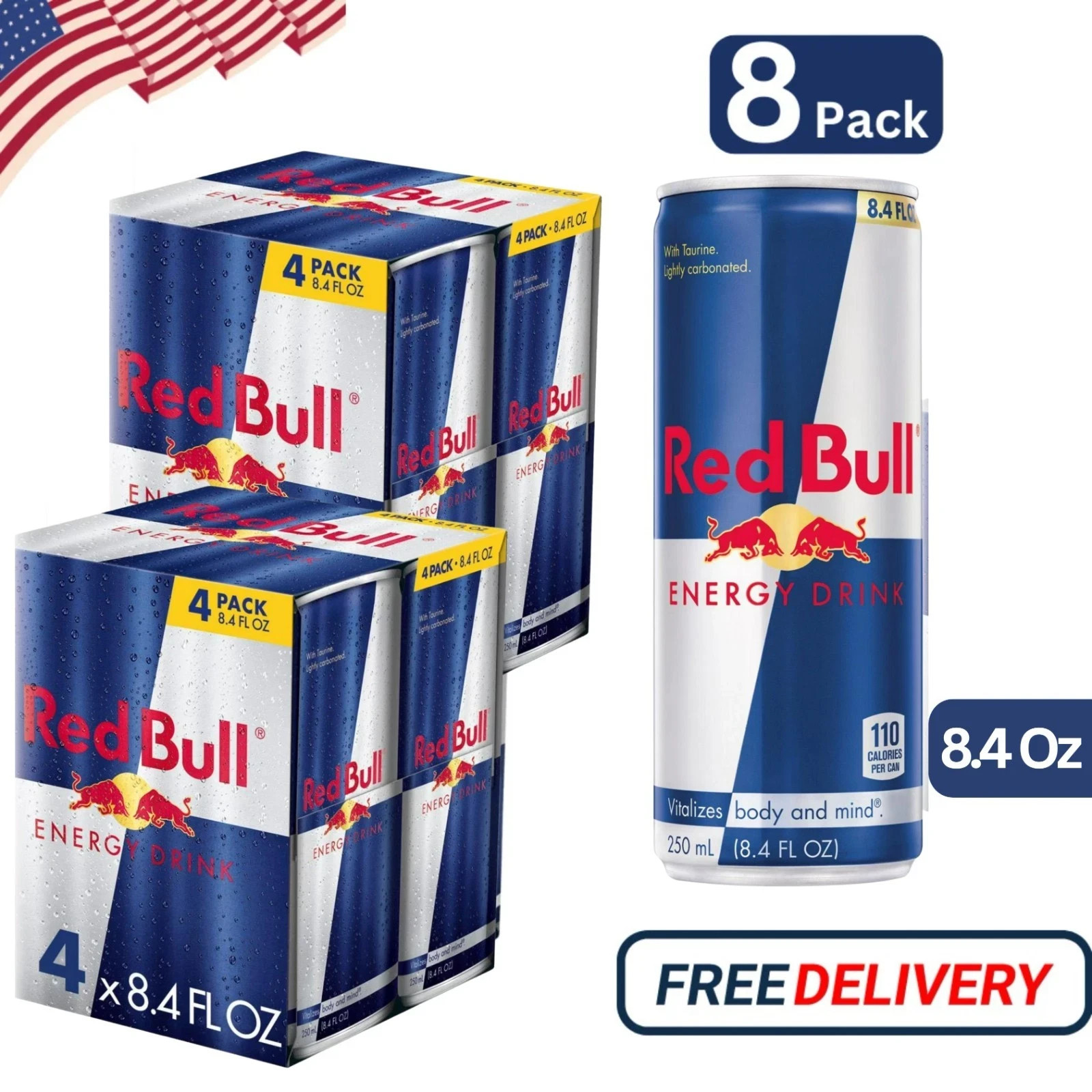 Red Bull Energy Drink, 114mg Caffeine, 8 fl oz Oz  (8 Pack)