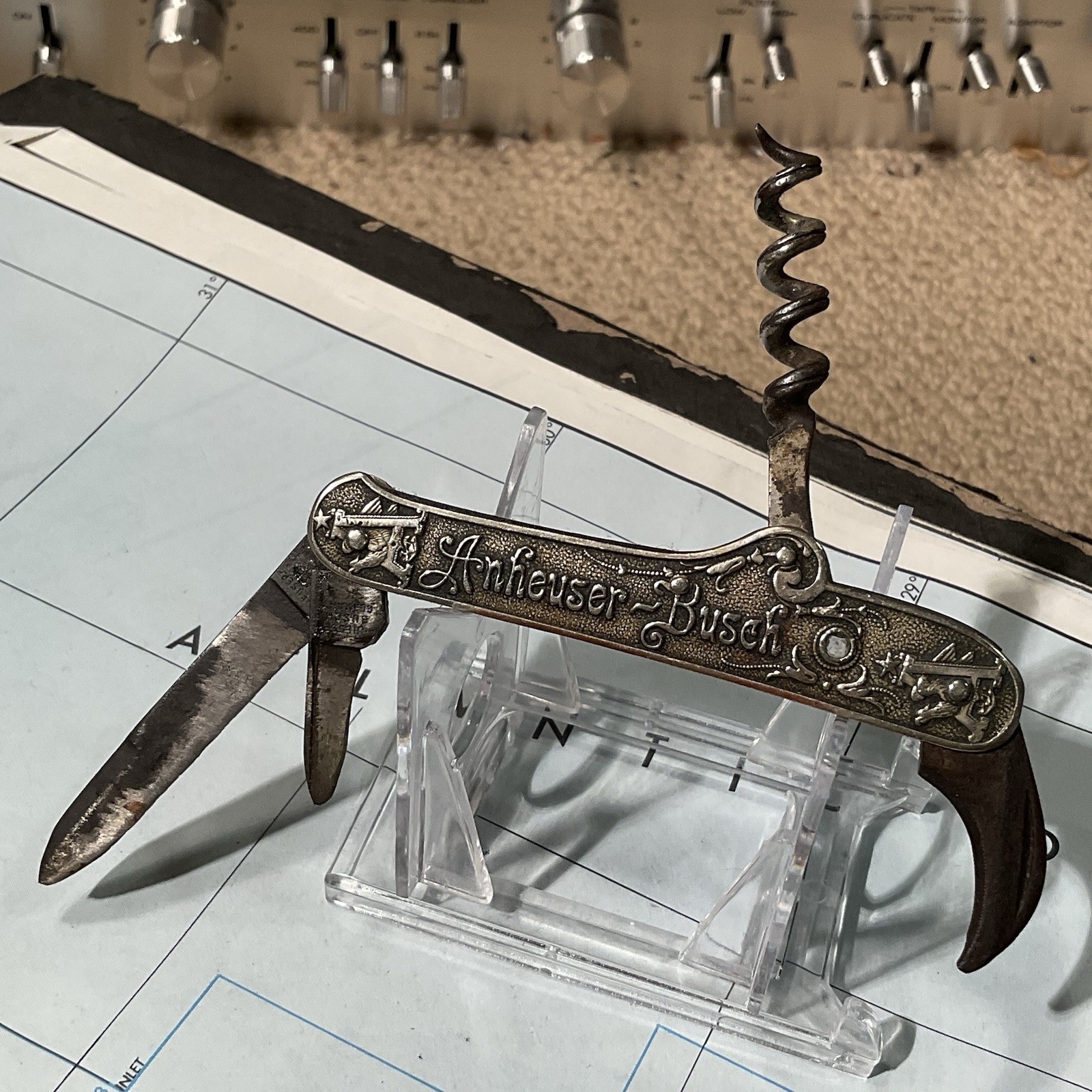 Rare 1900\'S Anheuser-Busch Bartender\'s Knife Corkscrew Bottle Opener Germany