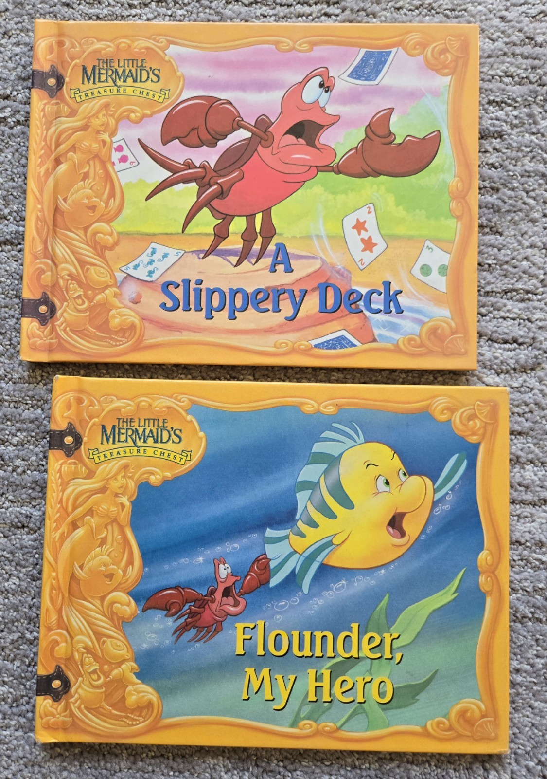 Vintage Disney Little Mermaid Treasure Chest Books 1992 Set of Two