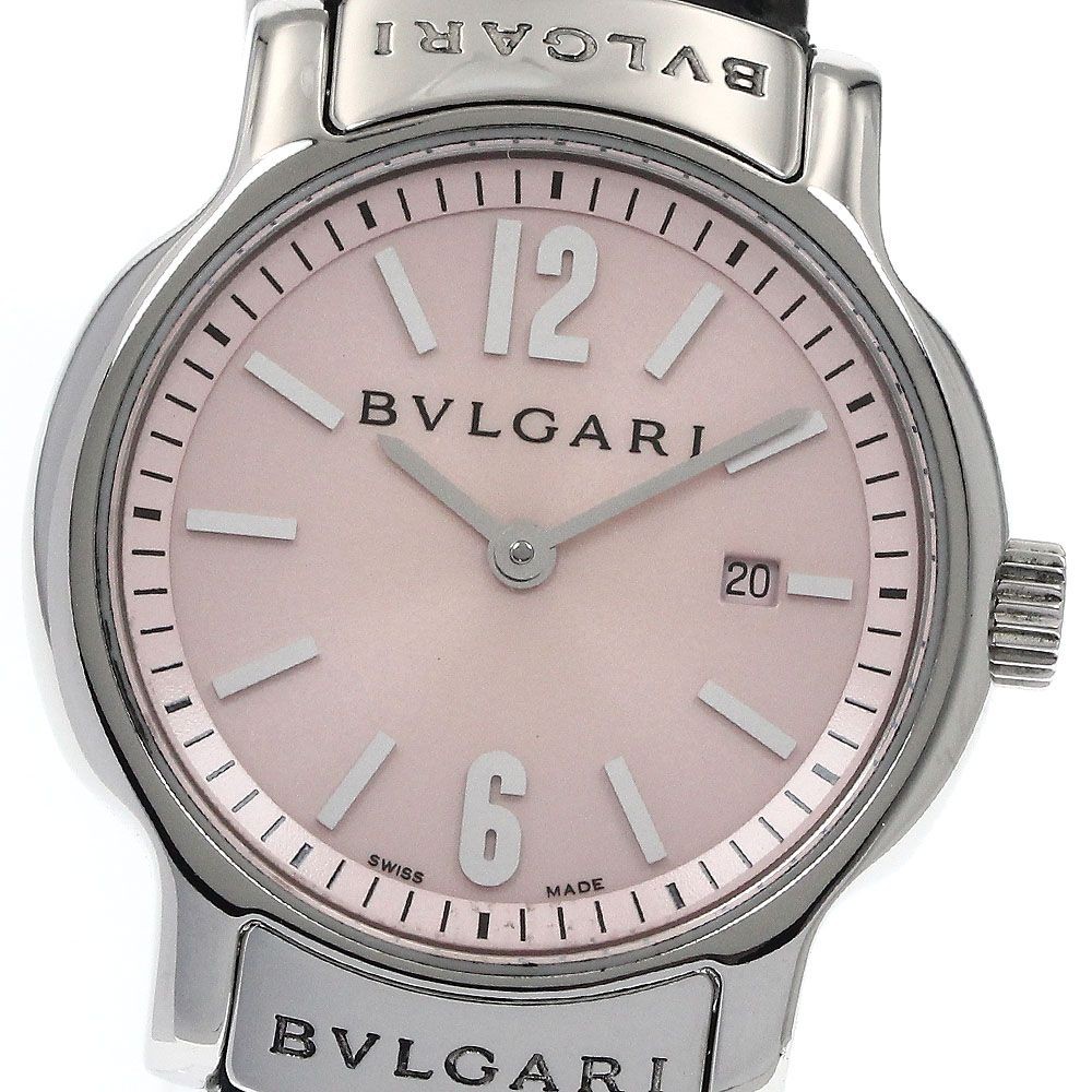 Bulgari BVLGARI Solo Tempo Pink Dial Quartz Ladies Watch 29mm SS Leather Good
