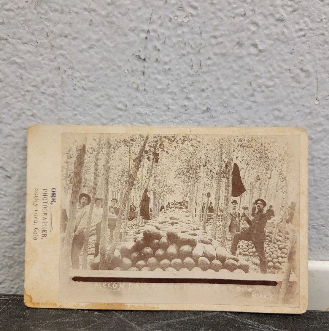 C. 1890s CABINET CARD ROCKY FORD WATERMELON DAY CELEBRATION G.W. SWINK COLORADO