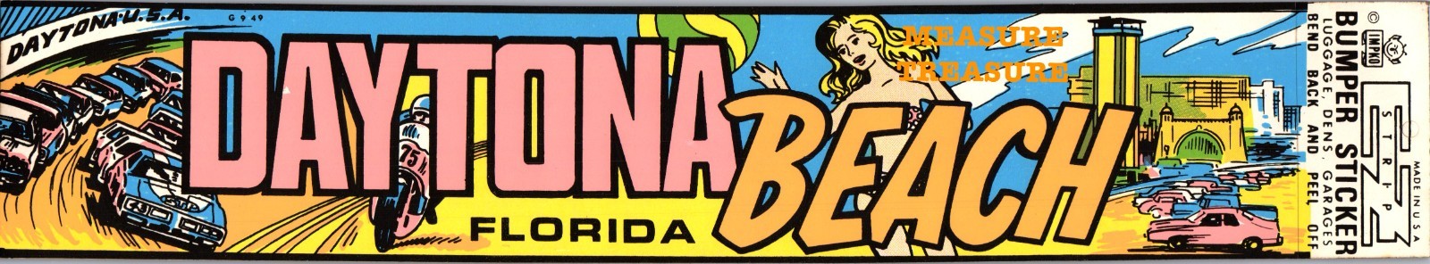 VTG BLACK LIGHT DAYTONA BEACH FL CAR MOTORCYCLE RACING IMPKO BUMPER STICKER F62D