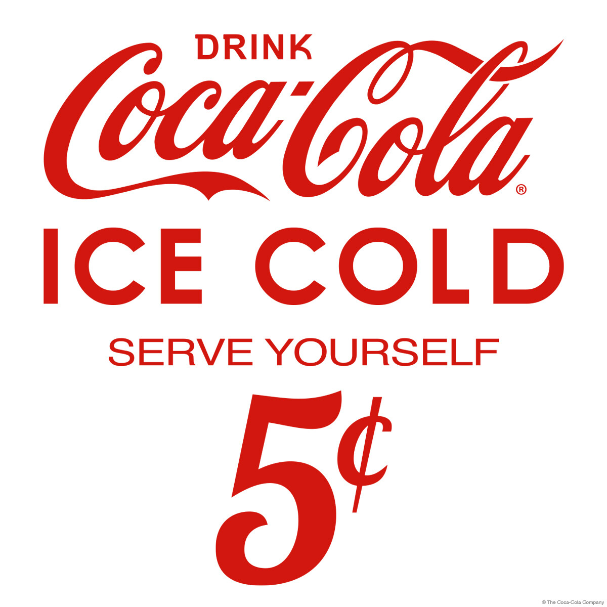 Drink Coca-Cola Ice Cold 5 Cents Cut Out Vinyl Sticker Set Officially Licensed