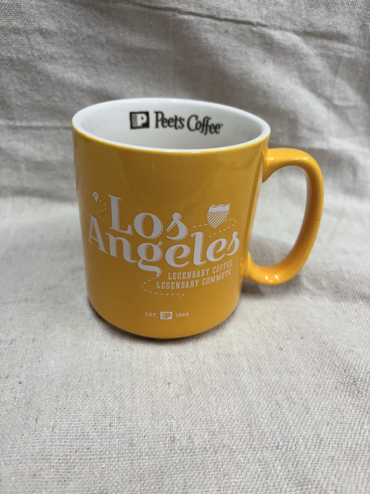 PEET'S COFFEE MUG Los Angeles Legendary Coffee Legendary Commute Yellow 16oz
