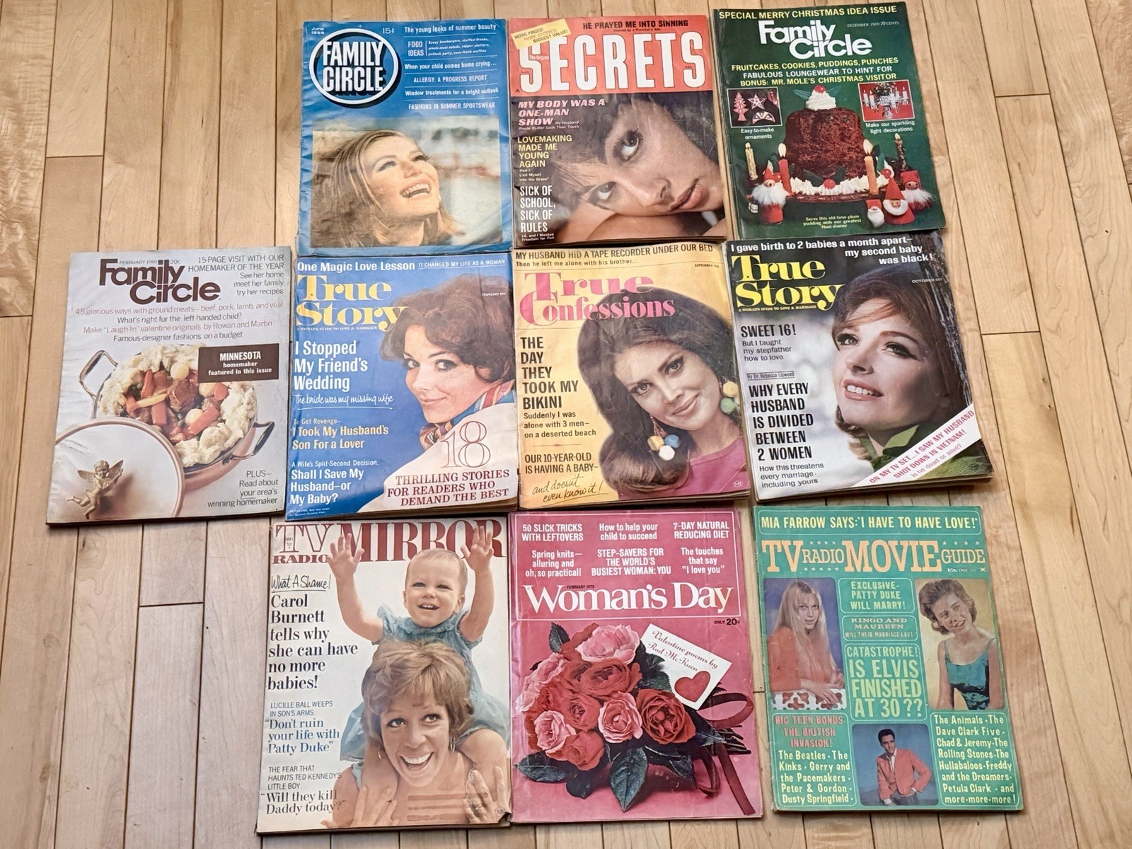 Vintage 1960s Women’s Magazine Lot 10 True Story Family Circle TV Radio Secrets