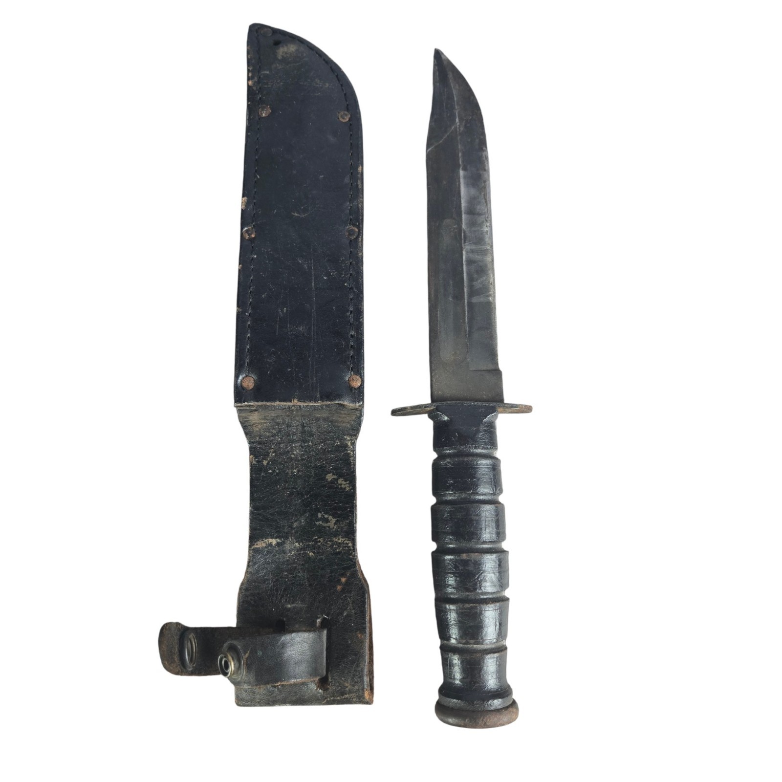 Vintage Camillus NY USA KA-BAR Style Fixed Blade Knife with Sheath
