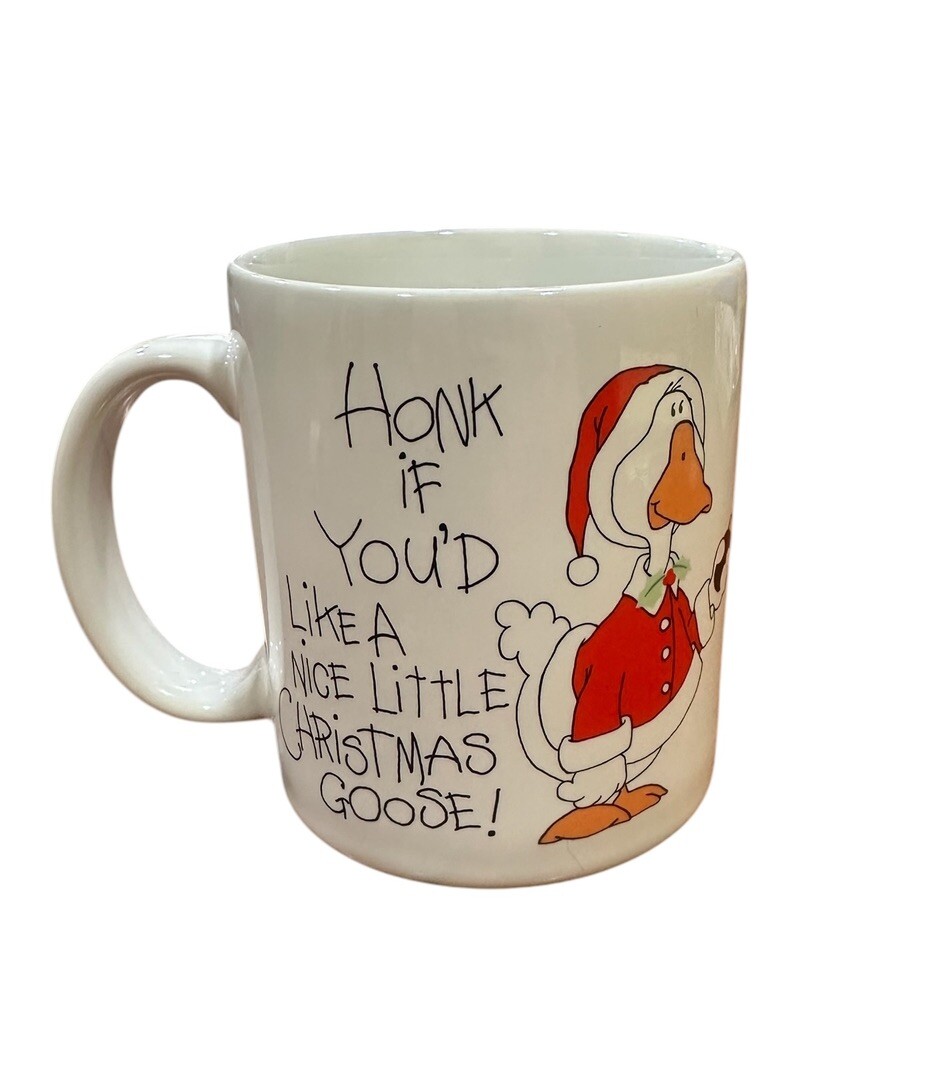 Vintage Honk Christmas Goose Coffee Cup  George Good Message Mug Japan