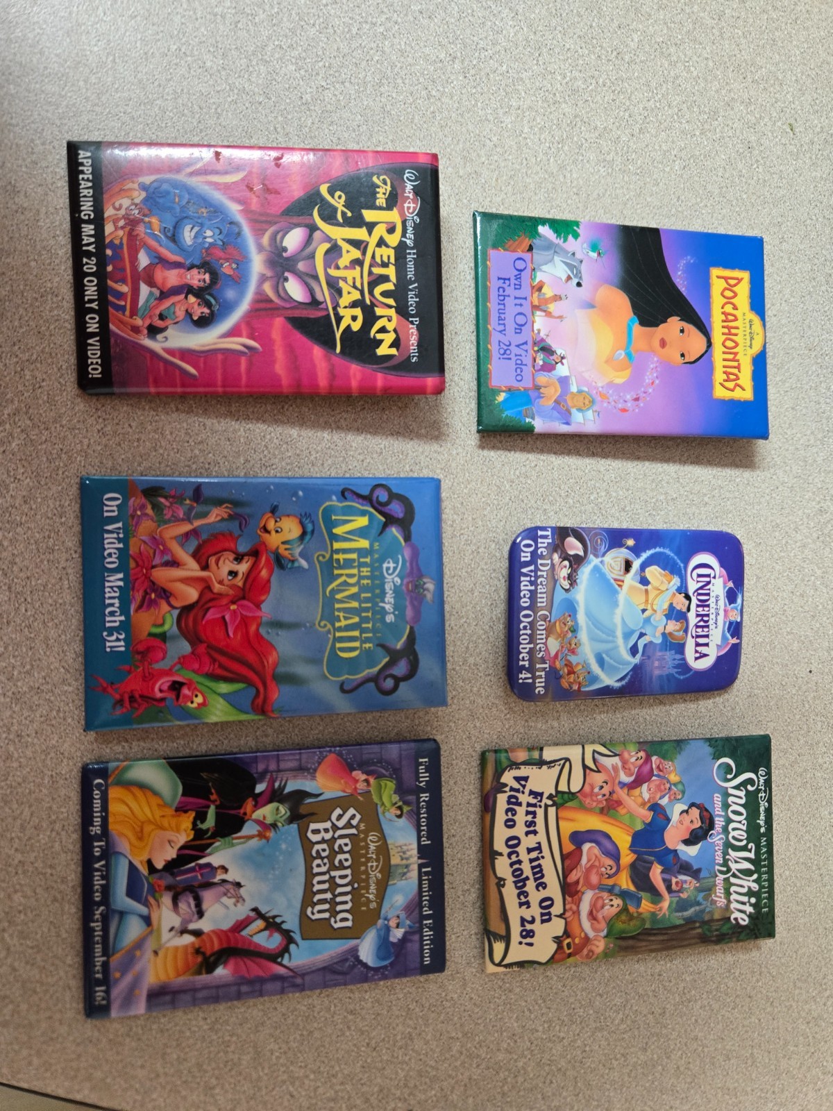 Vintage Disney Princess Promotional Pin; Lot of 6